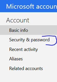 outlook.com security & password