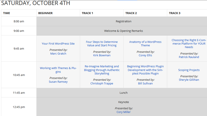 DFW WordCamp Schedule