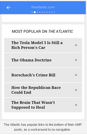 example of mobile website with AMP