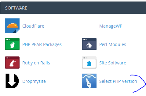 php selector in cpanel