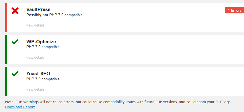 PHP compatability scan checker