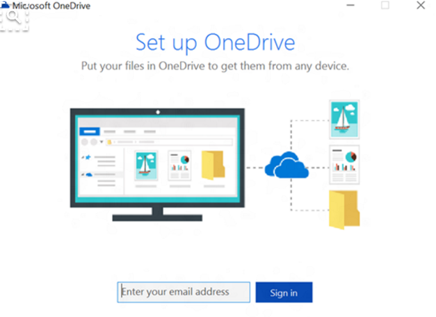 onedrive sign in screen