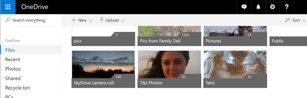 OneDrive graphical interface from cloud