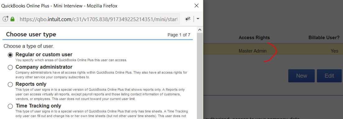 QuickBooks master admin process