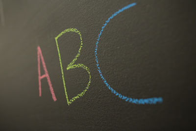 chalkboard with letters A, B C