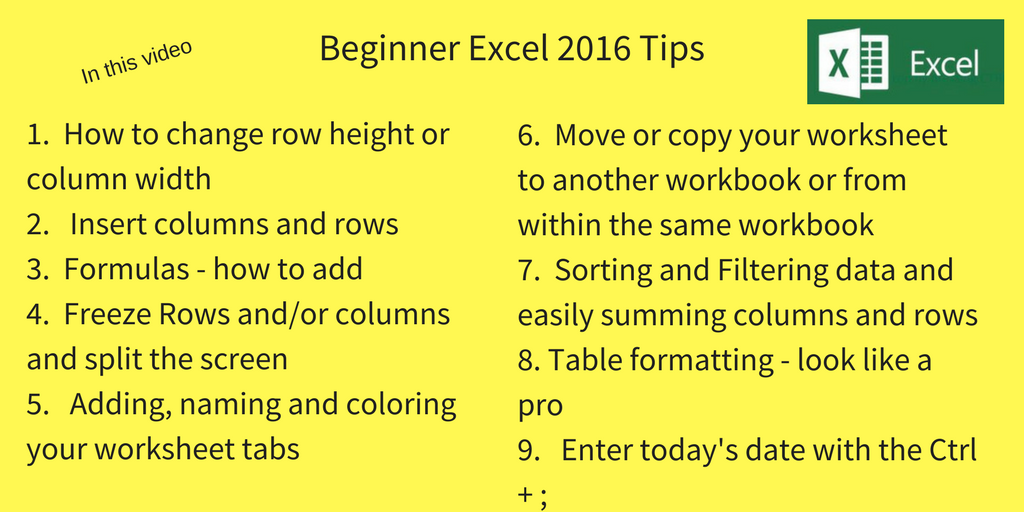 9 beginner microsoft excel tips