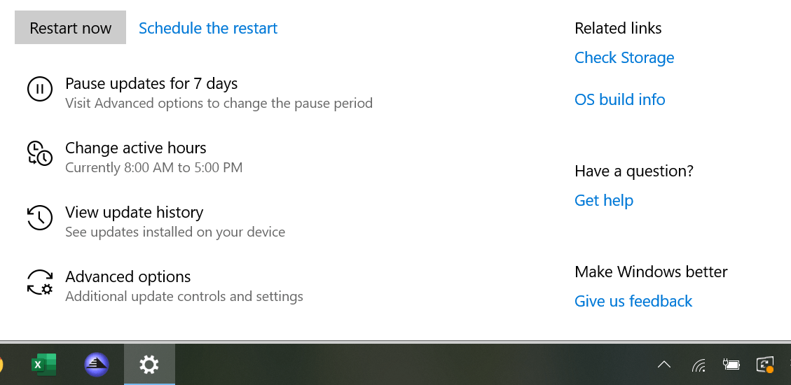 Microsoft Update restart - new screen for May 2019 Update