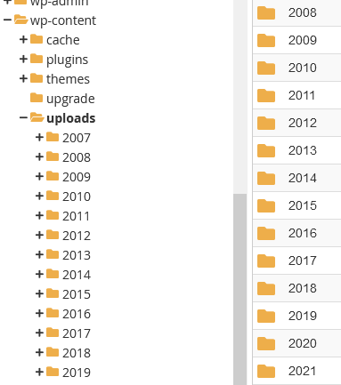 snapshot of my uploads folder at my wordpress web host